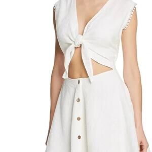 Peixoto Dress Small White Sofi Mini Swim & Resort Front Knot Coastal NWT!